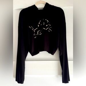 Detroit Lions cropped black hoodie